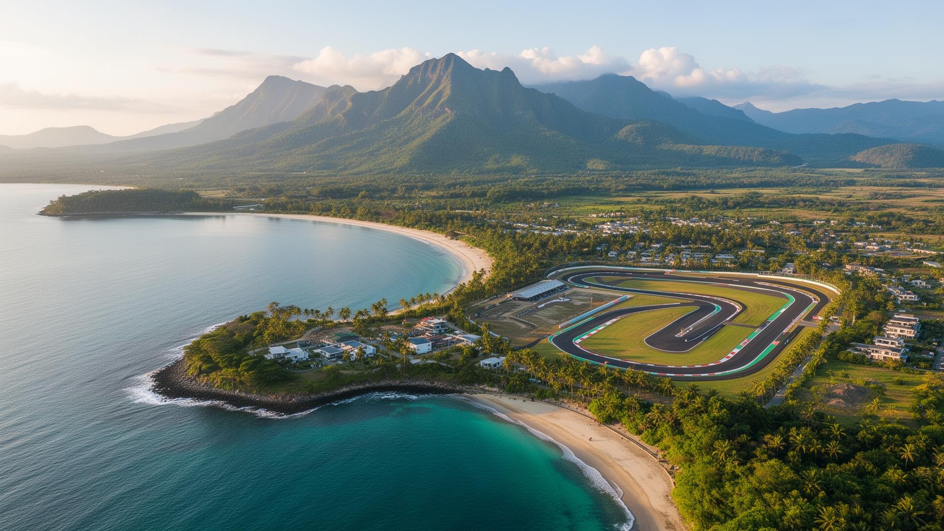 Mandalika en Lombok kustlijn met bergen